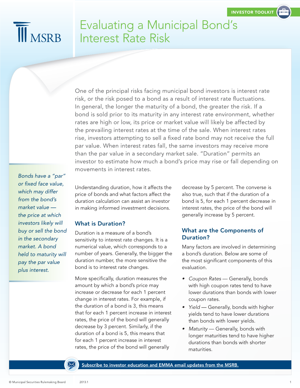 Evaluating a Municipal Bond's Interest Rate Risk