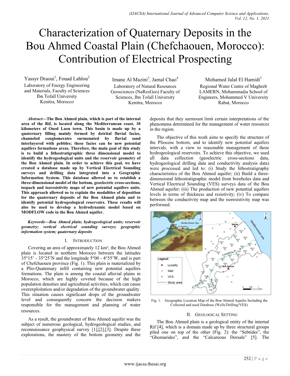 Characterization of Quaternary Deposits in the Bou Ahmed Coastal Plain (Chefchaouen, Morocco): Contribution of Electrical Prospecting