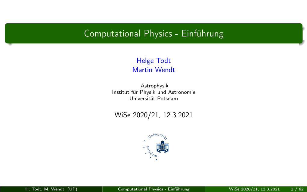 Computational Physics - Einführung