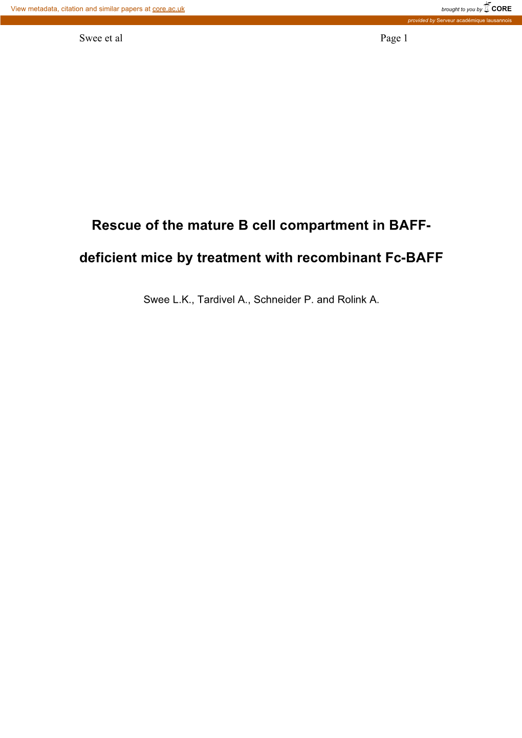 Deficient Mice by Treatment with Recombinant Fc-BAFF