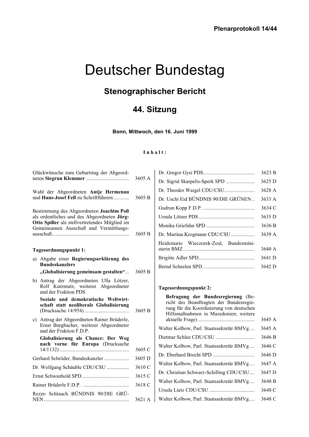 Stenographischer Bericht 44. Sitzung