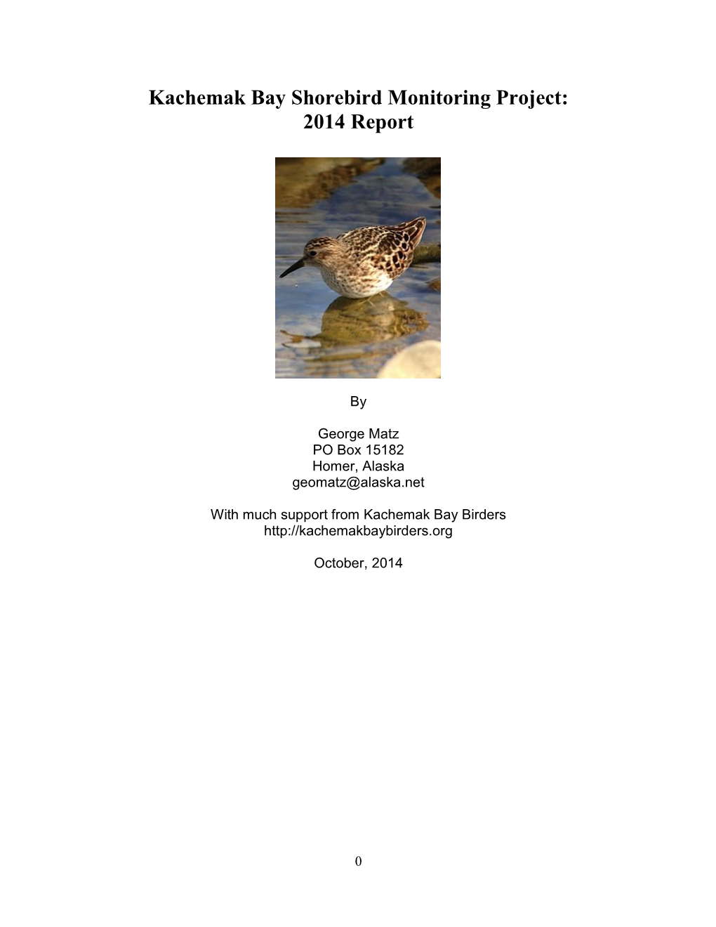 Kachemak Bay Shorebird Monitoring Project: 2014 Report