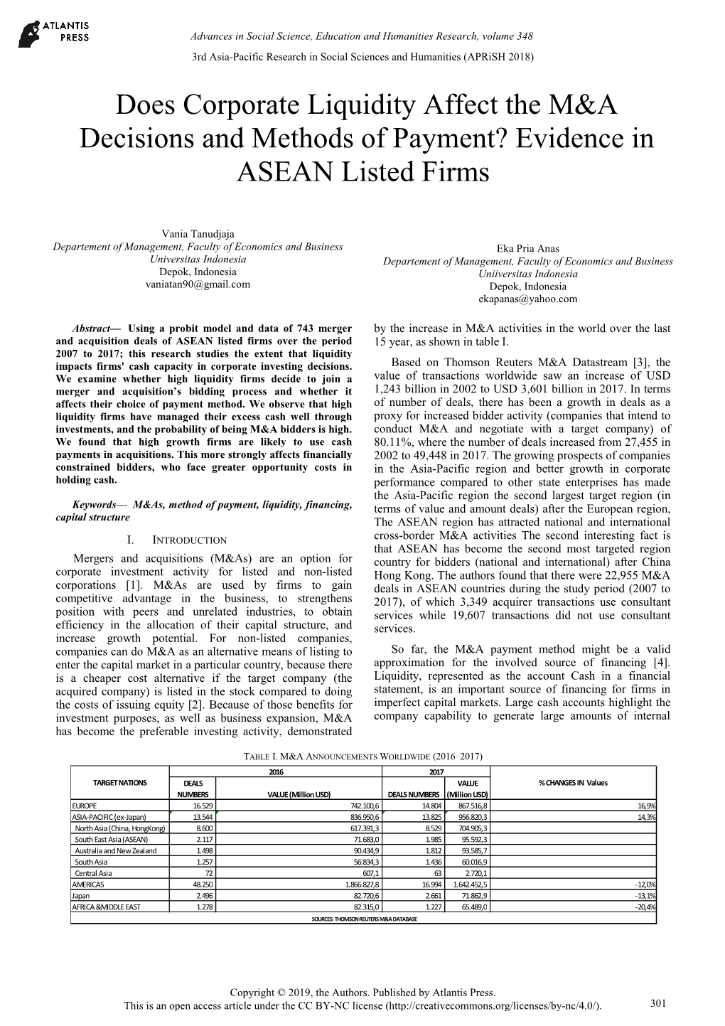 Does Corporate Liquidity Affect the M&A Decisions and Methods Of