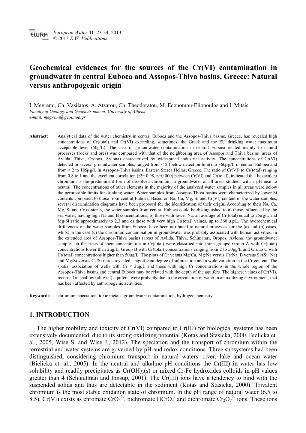 Geochemical Evidences for the Sources of the Cr(VI) Contamination