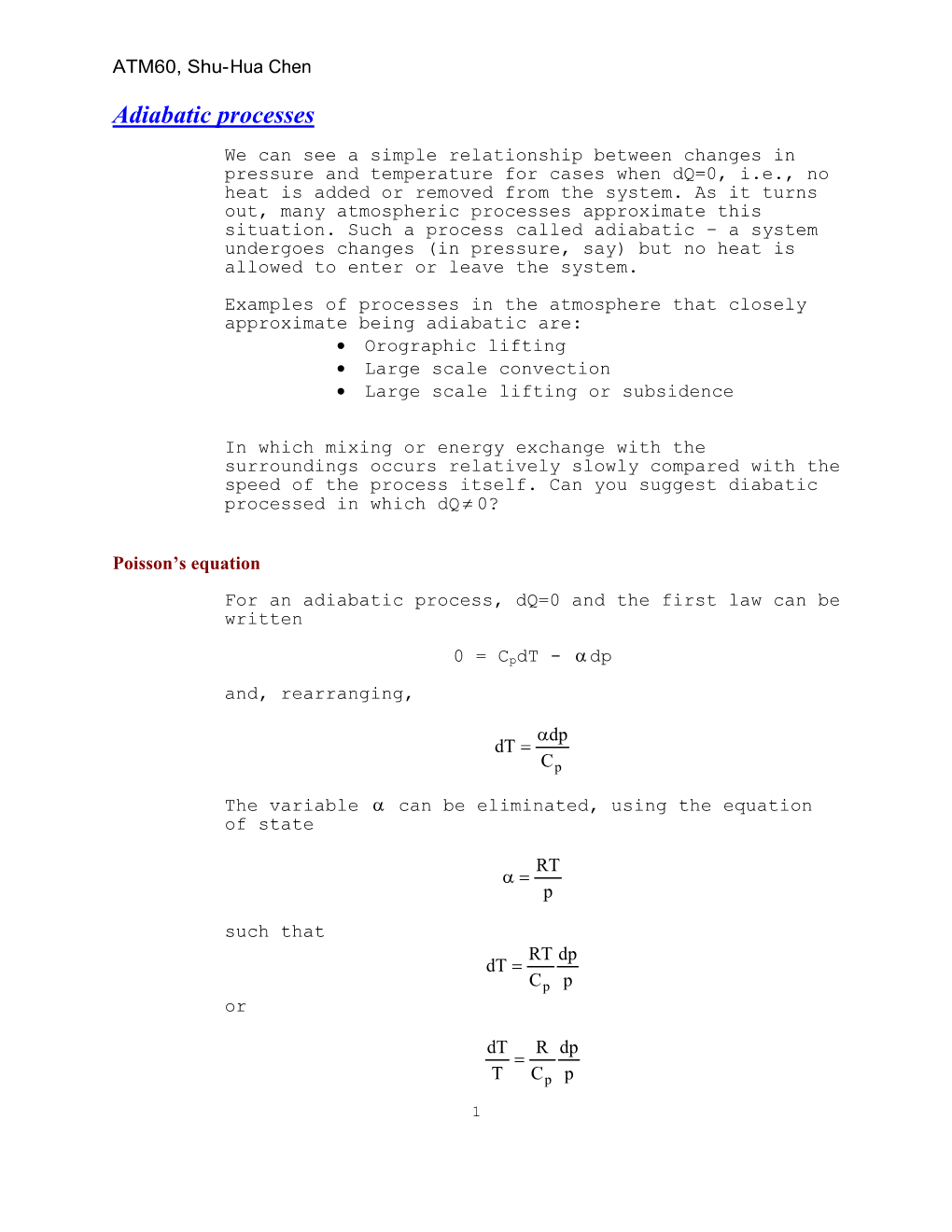 Adiabatic Processes