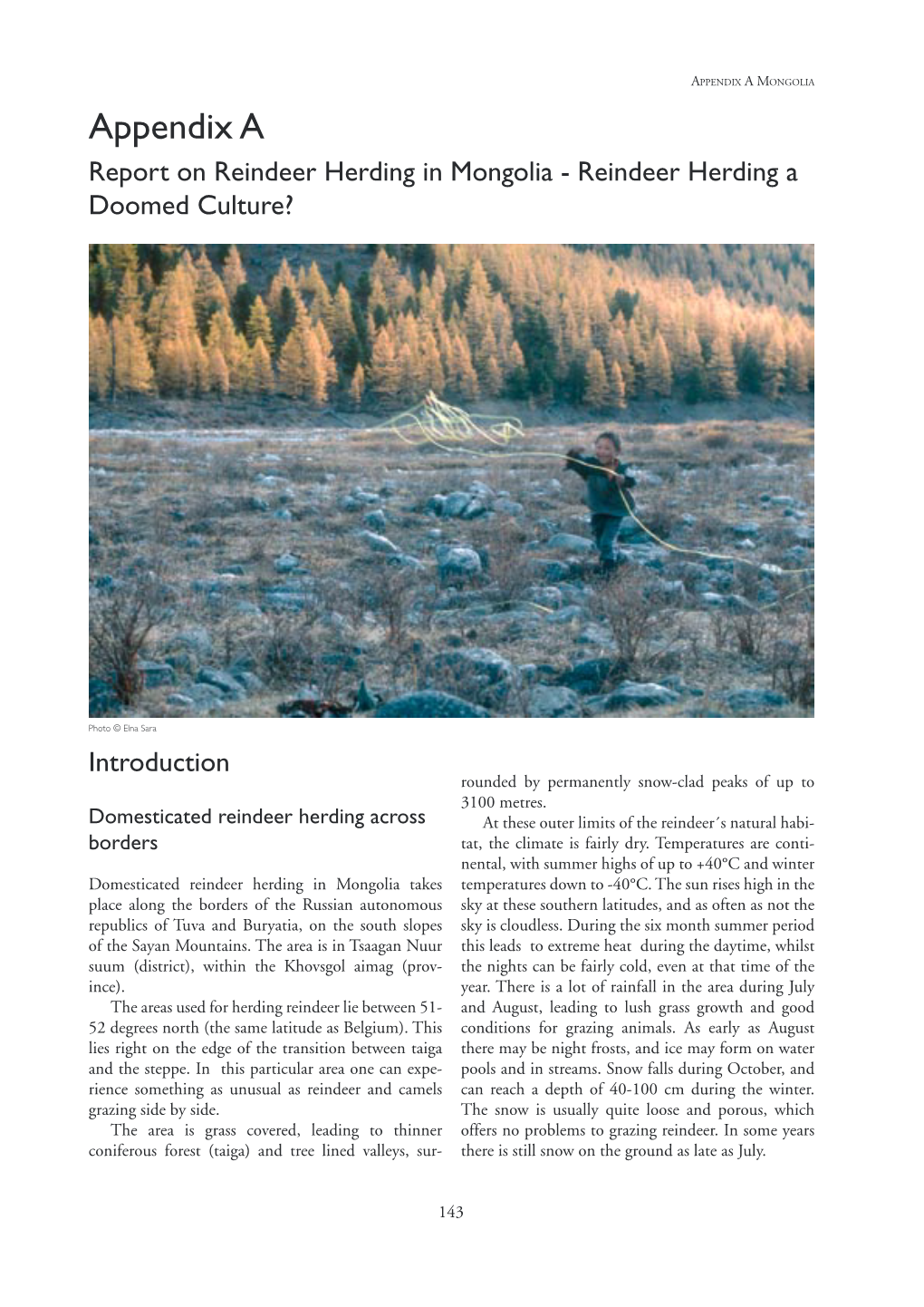 Appendix A: Report on Reindeer Herding in Mongolia