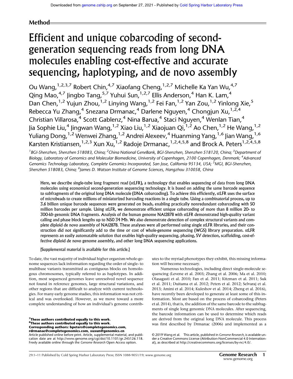 Efficient and Unique Cobarcoding of Second-Generation Sequencing