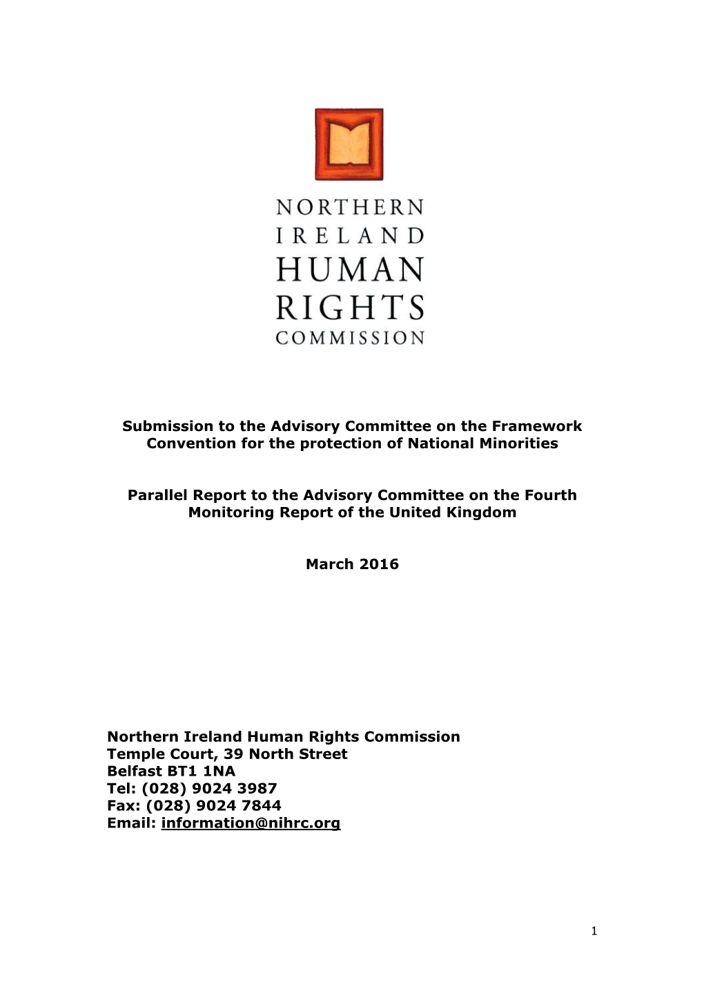 Submission to the Advisory Committee on the Framework Convention for the Protection of National Minorities