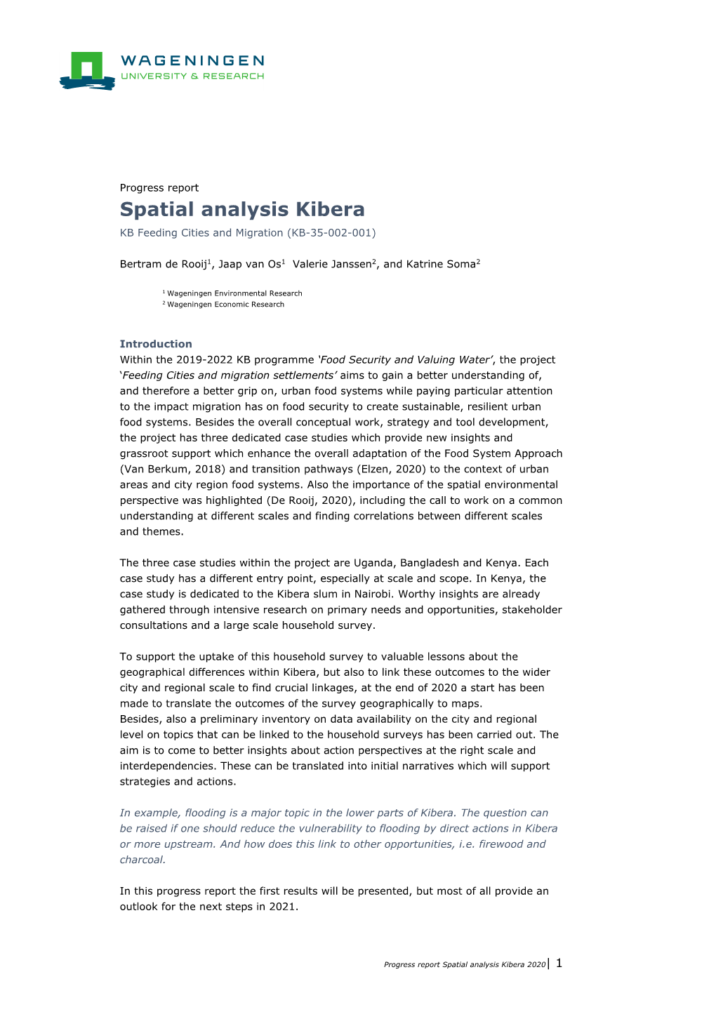 Spatial Analysis Kibera KB Feeding Cities and Migration (KB-35-002-001)