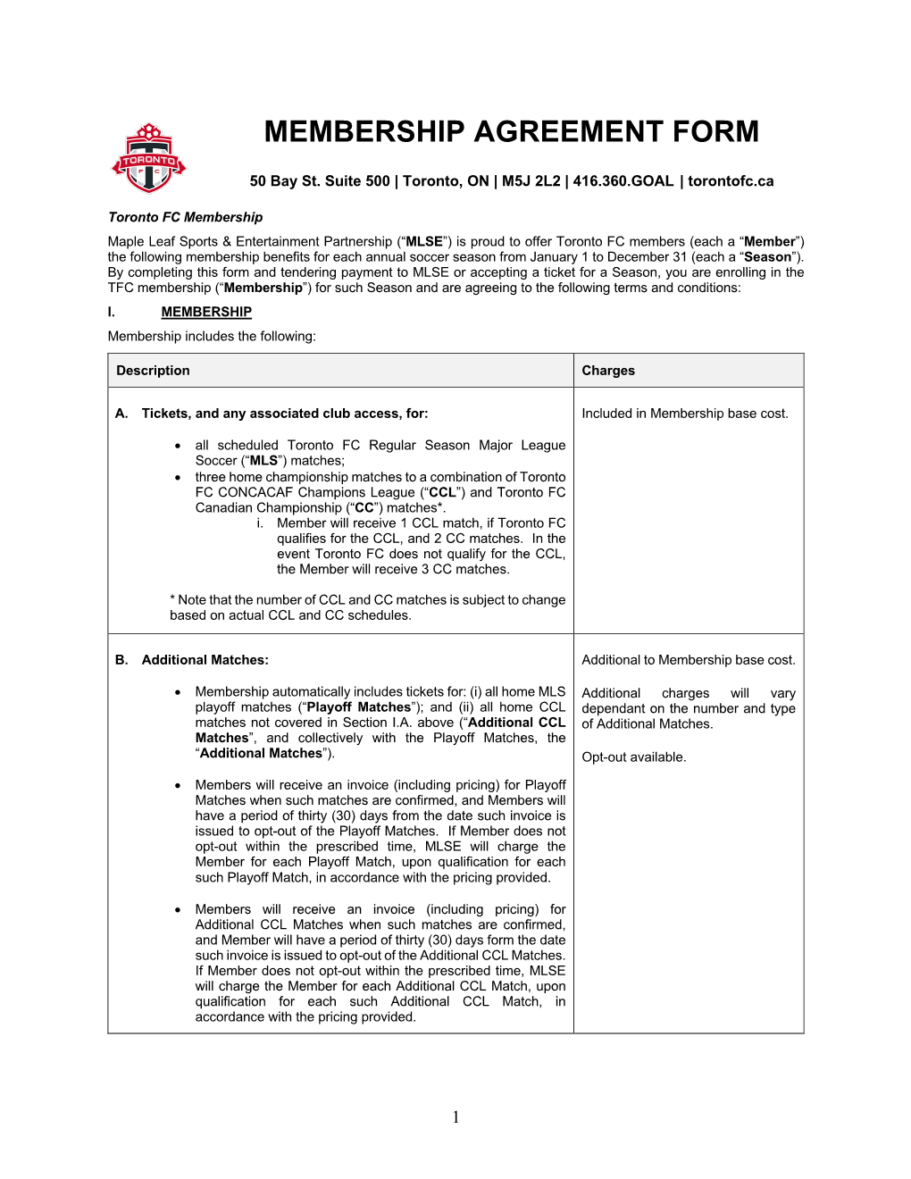 Membership Agreement Form