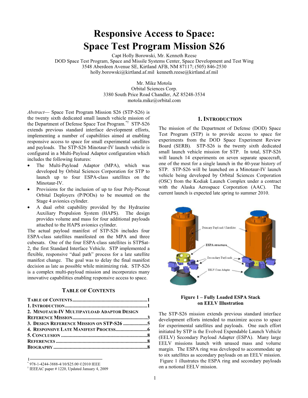 Responsive Access to Space: Space Test Program Mission S26 Capt Holly Borowski, Mr