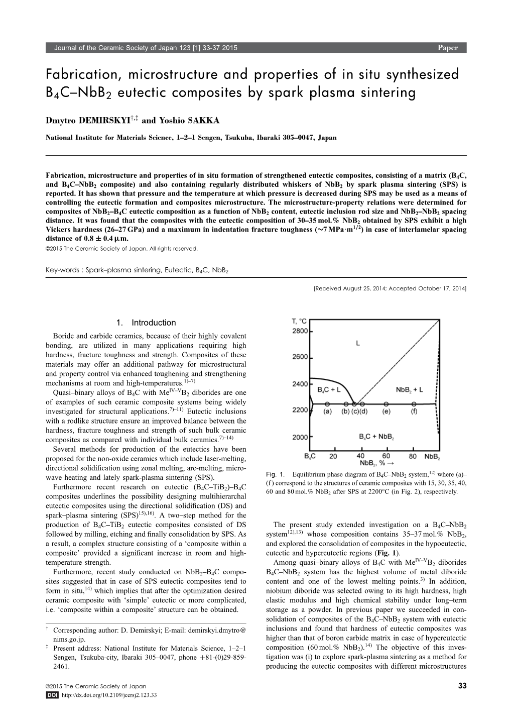 Fabrication, Microstructure and Properties of Insitu Synthesized B4C