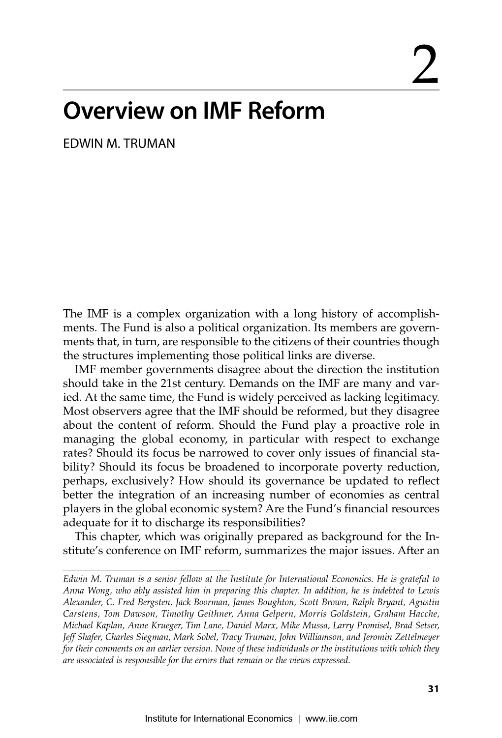 Reforming the IMF for the 21St Century: Preview Chapter 2