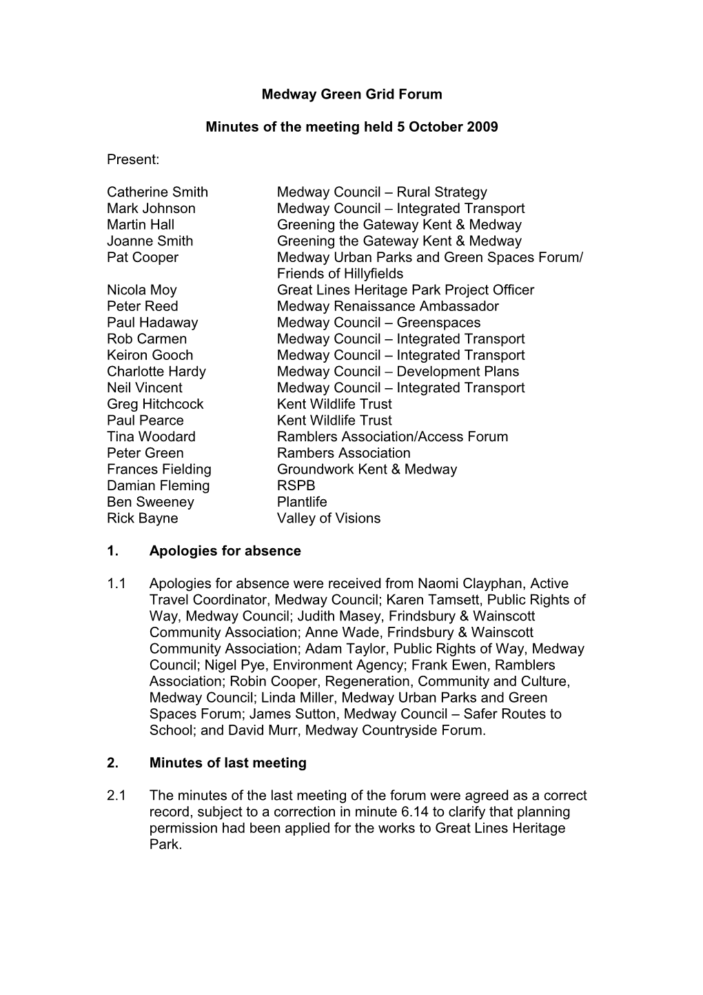 Medway Green Grid Forum