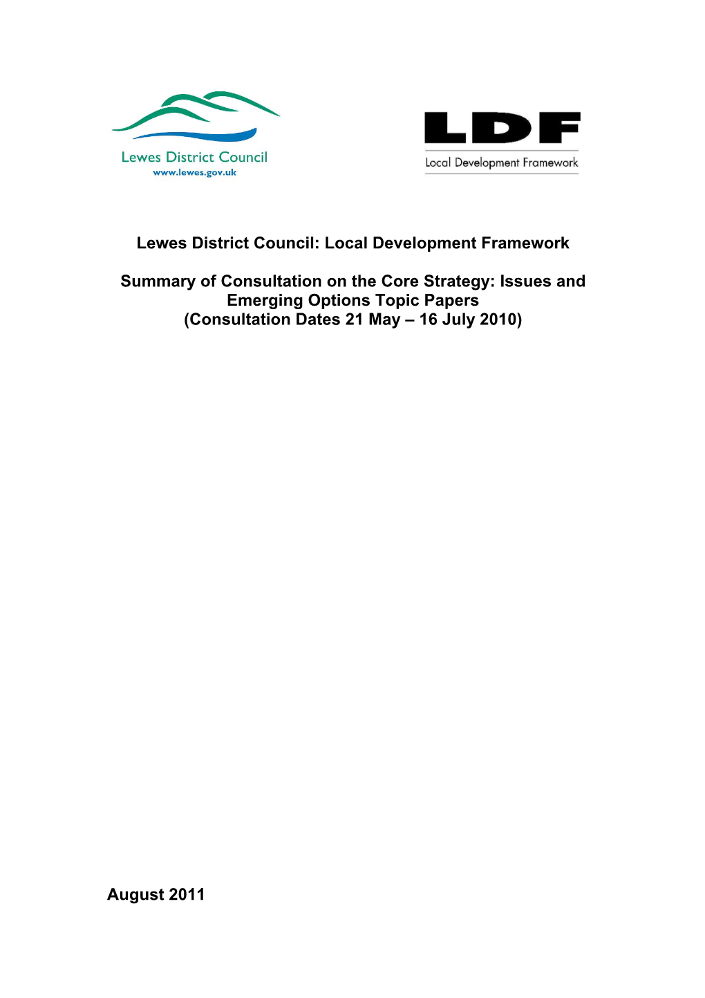 Summary of 2010 Core Strategy Consultation Representations