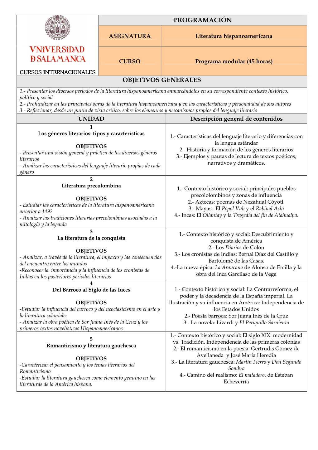 Programación Objetivos Generales