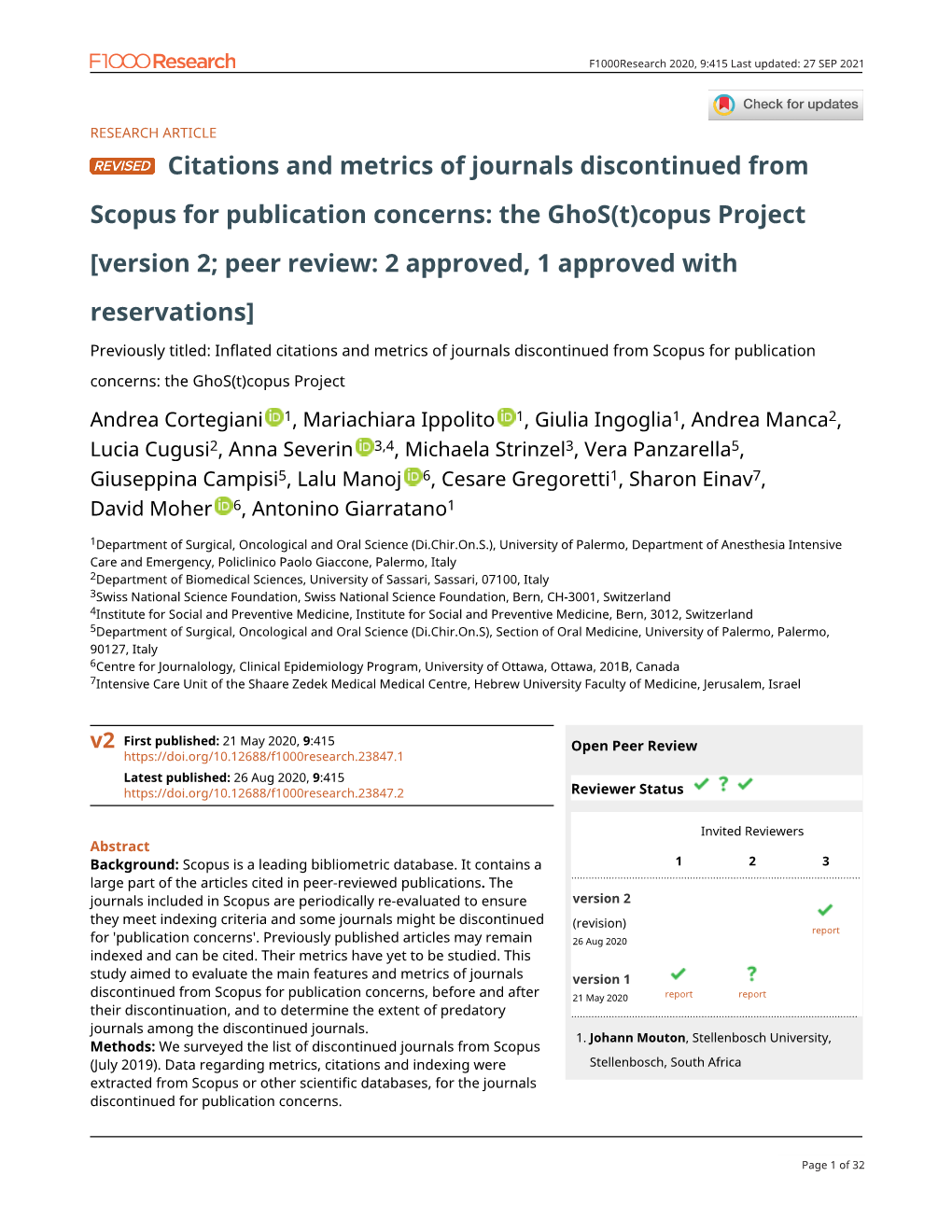 Citations and Metrics of Journals Discontinued From