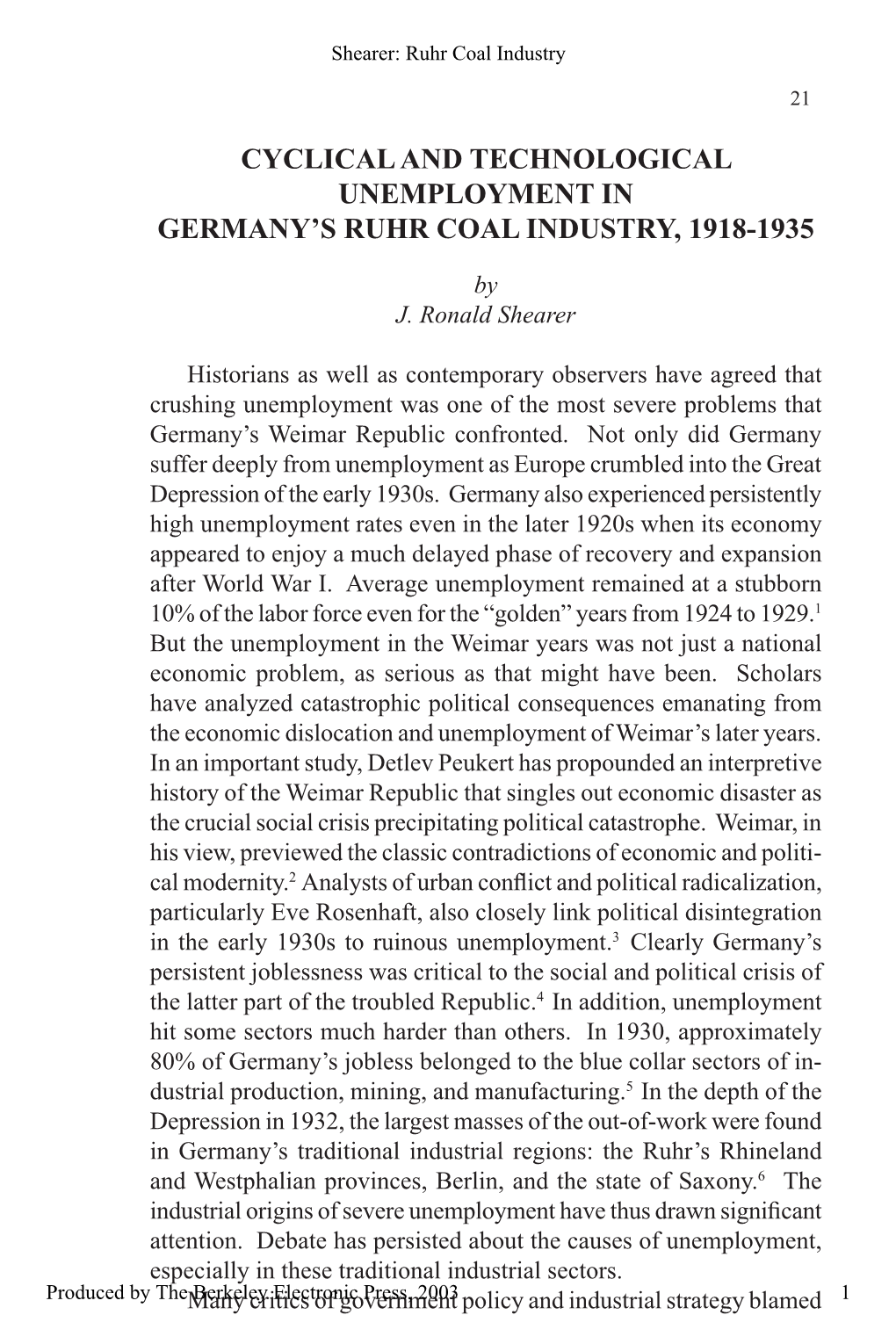 Cyclical and Technological Unemployment in Germanyâ•Žs