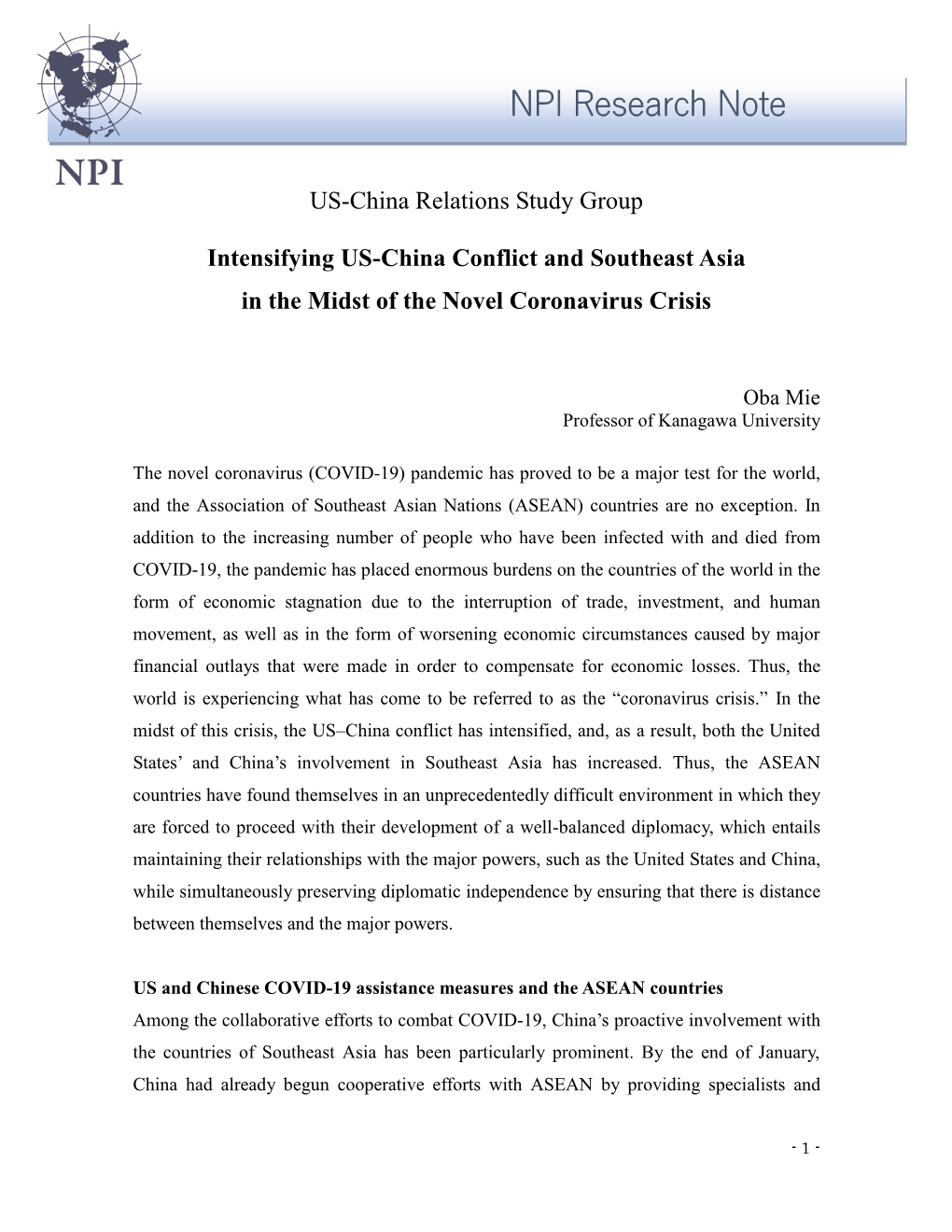 NPI Research Note
