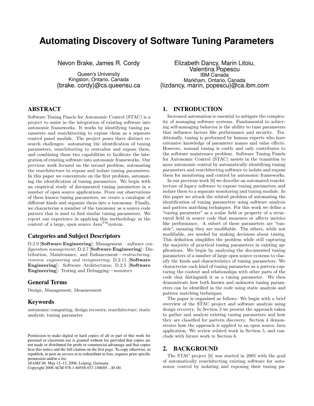 Automating Discovery of Software Tuning Parameters