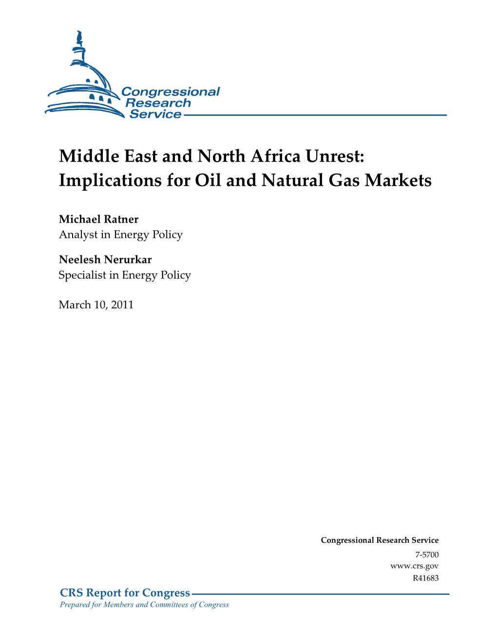 Middle East and North Africa Unrest: Implications for Oil and Natural Gas Markets