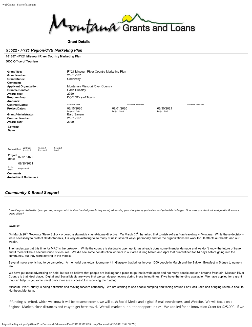 FY21 Region/CVB Marketing Plan 101307 - FY21 Missouri River Country Marketing Plan DOC Office of Tourism