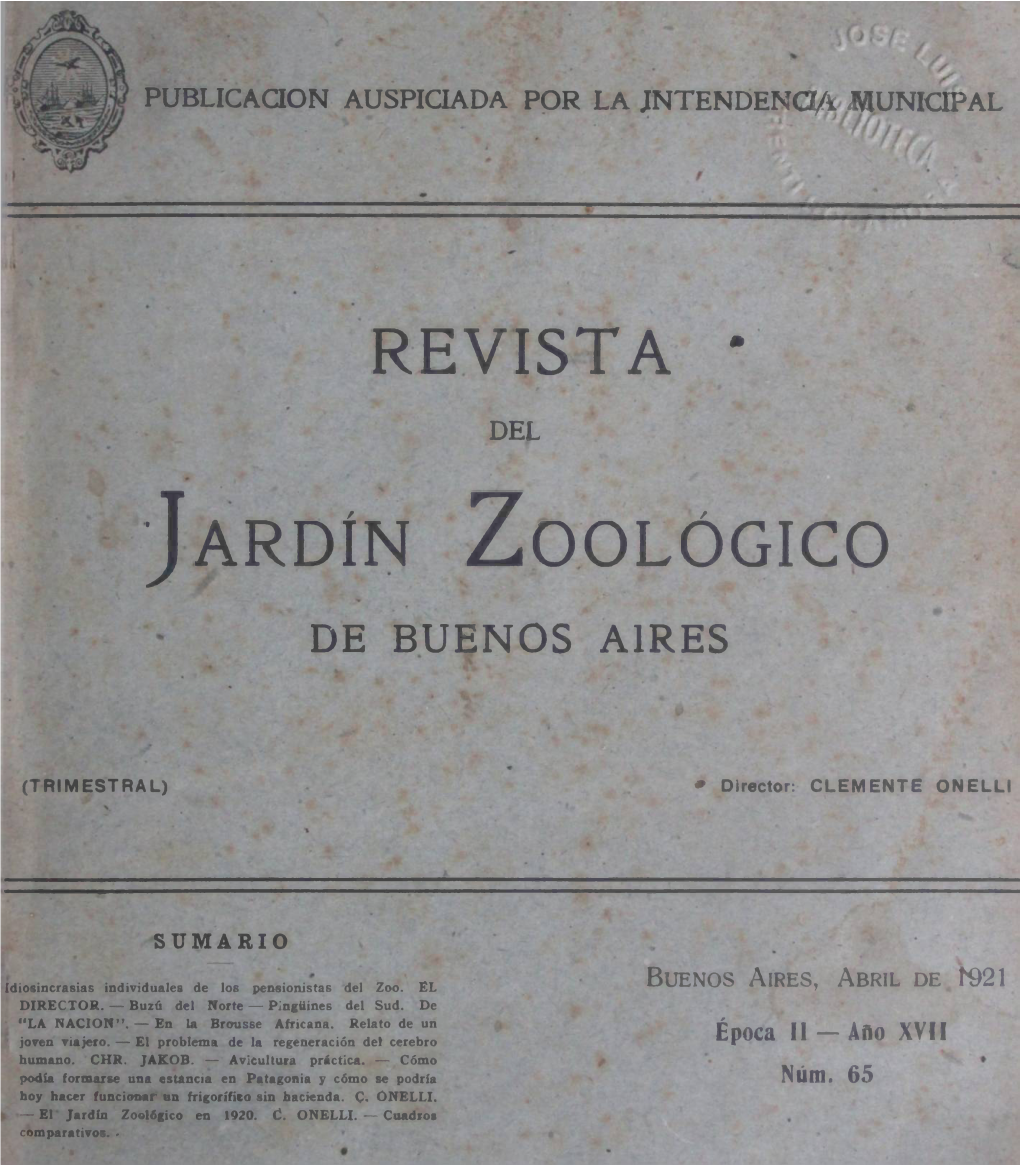 Revista Del Jardín Zoológico De Buenos Aires