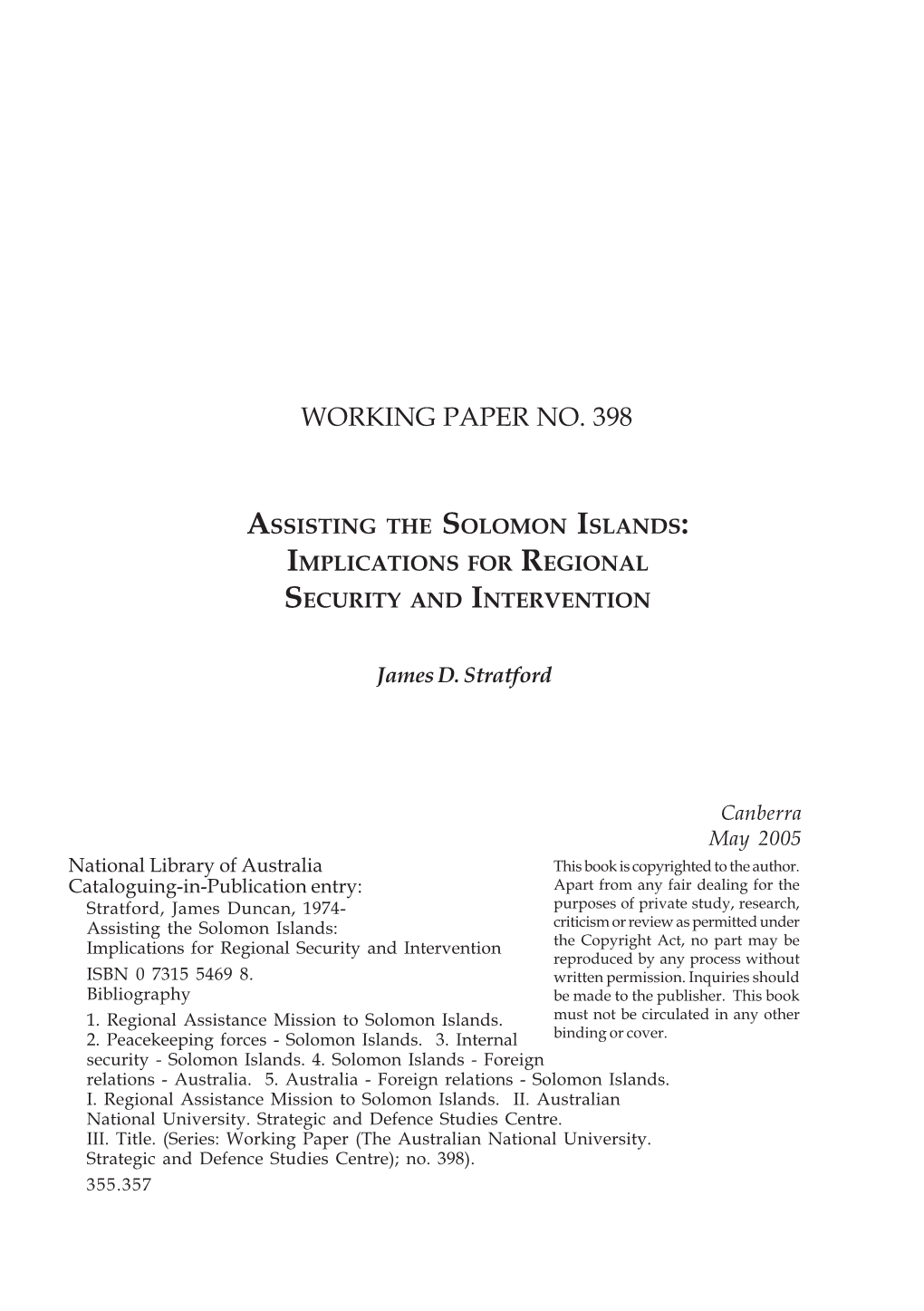 Working Paper No. 398