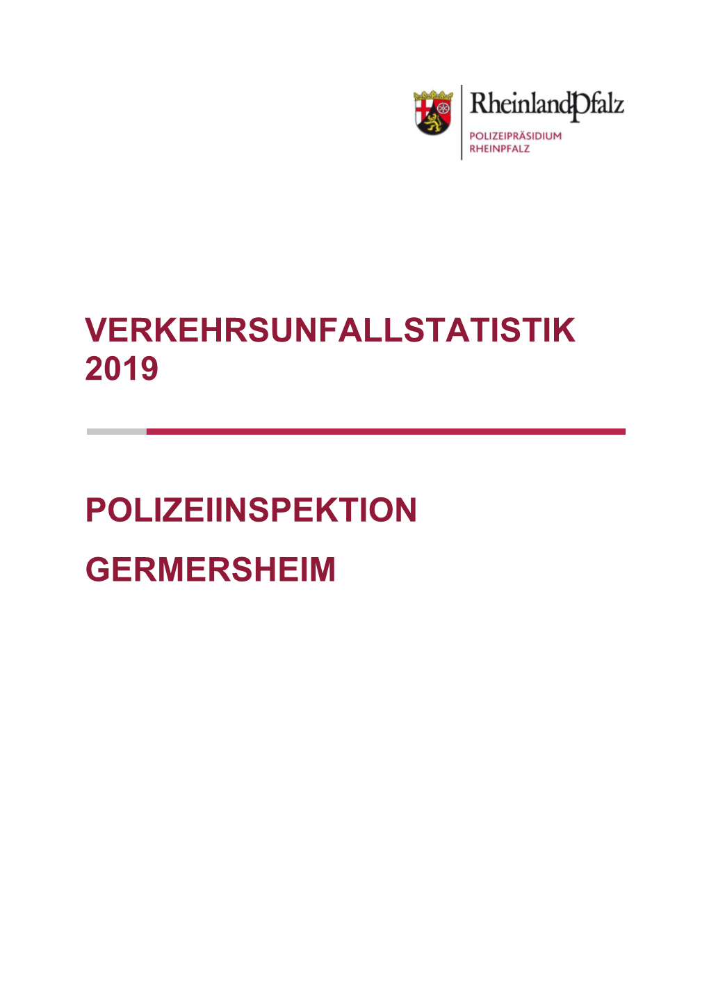 Verkehrsunfallstatistik 2019 Polizeiinspektion