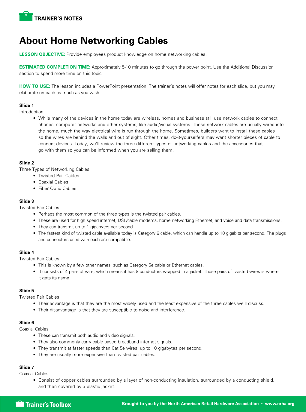 About Home Networking Cables