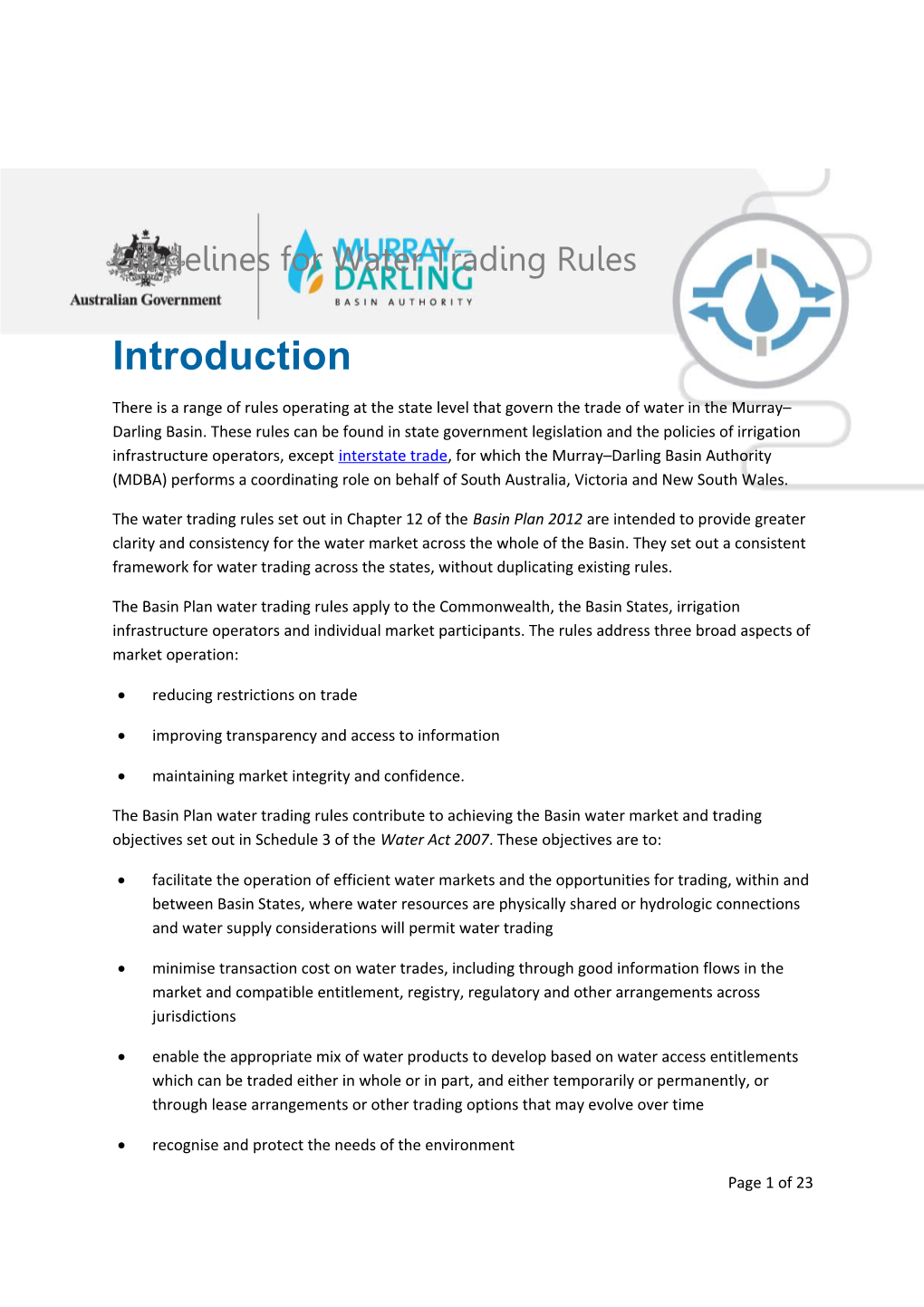 Water Trading Guidelines - Reference