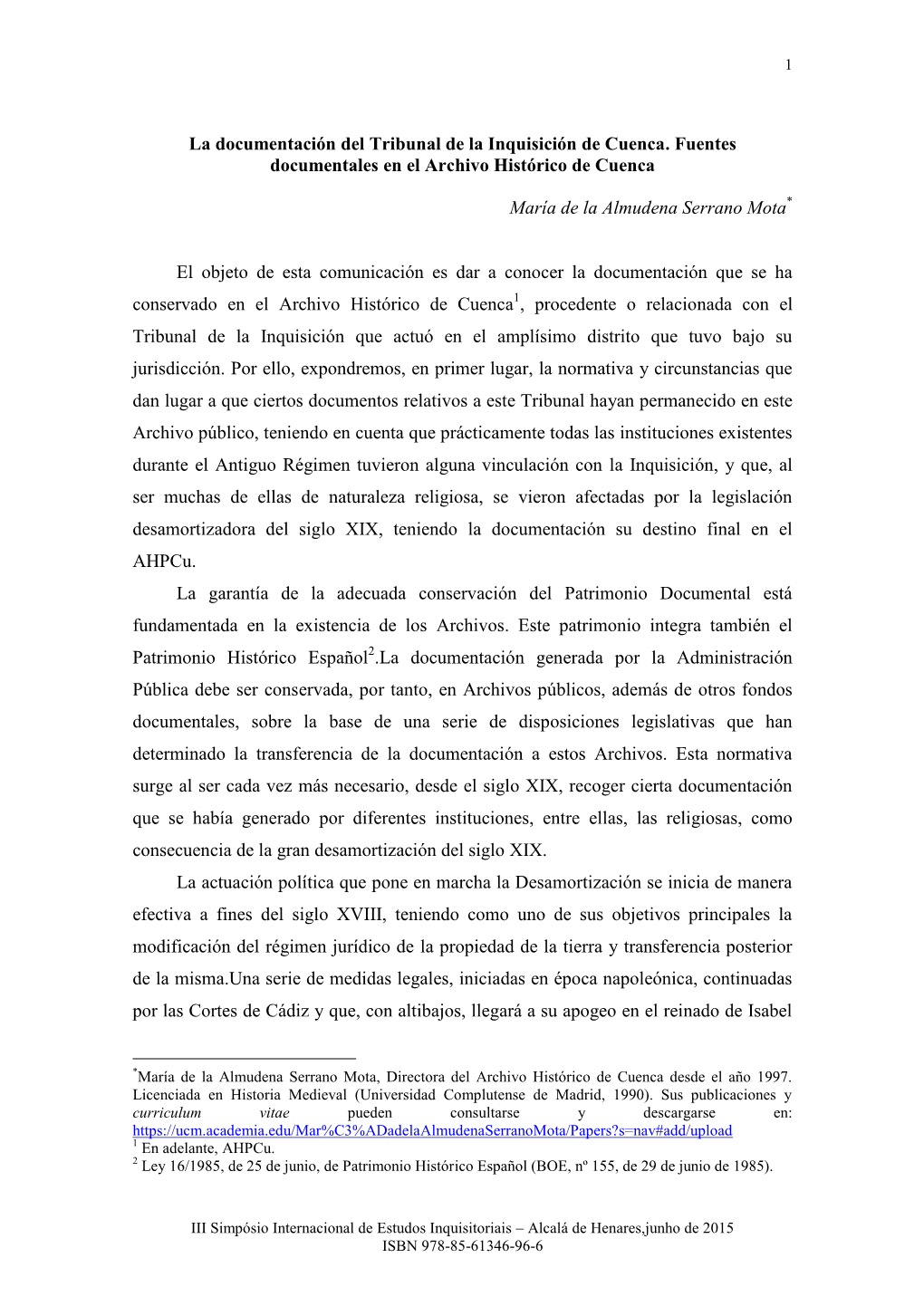 La Documentación Del Tribunal De La Inquisición De Cuenca. Fuentes Documentales En El Archivo Histórico De Cuenca