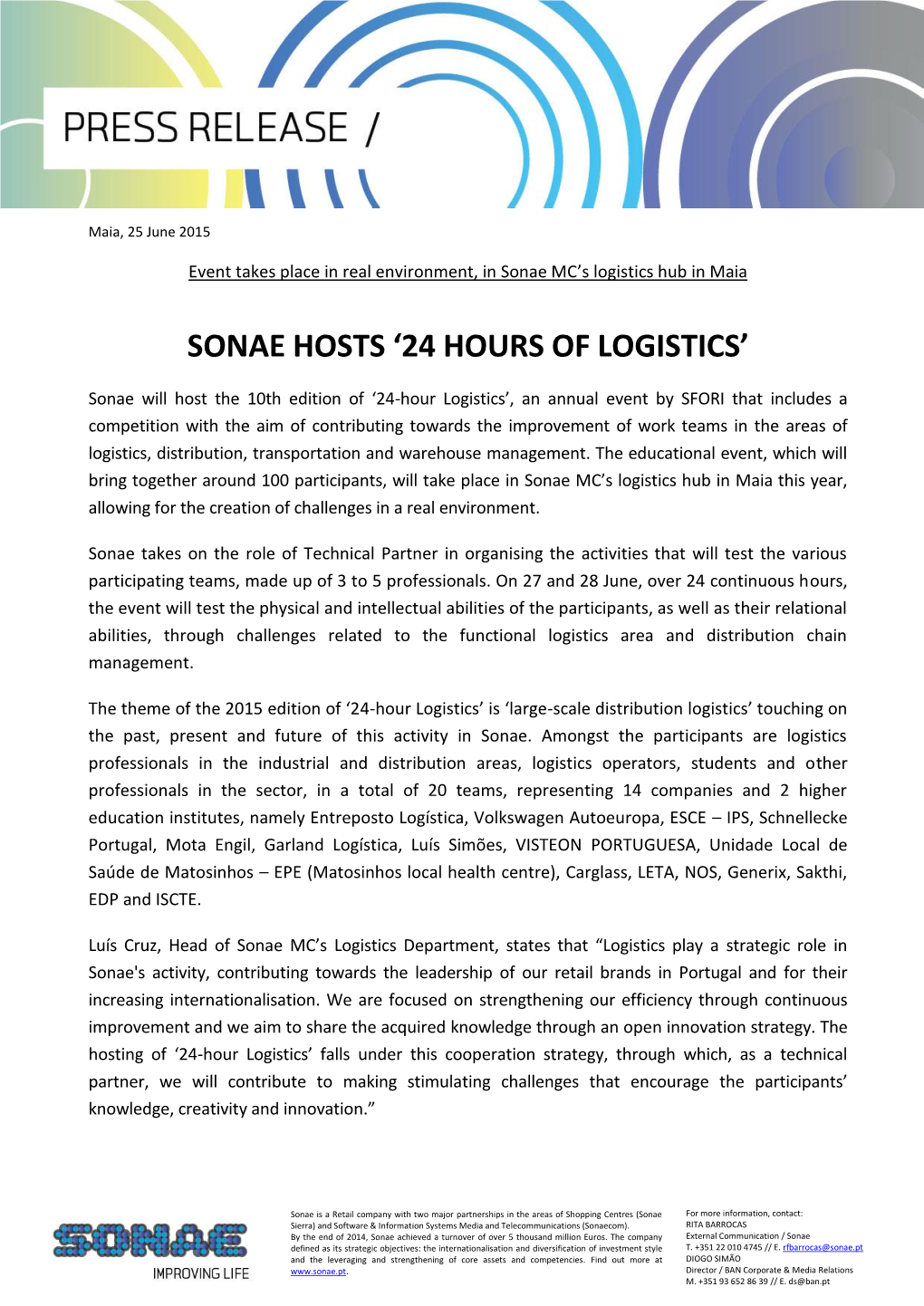 Sonae Hosts '24 Hours of Logistics'