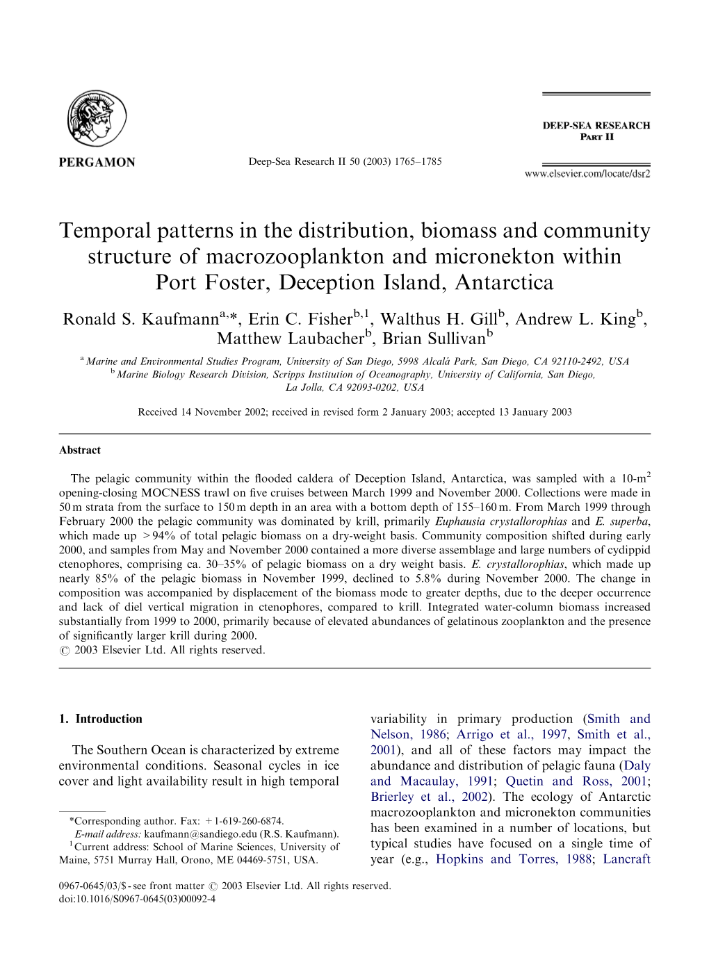 Temporal Patterns in the Distribution, Biomass and Community Structure of Macrozooplankton and Micronekton Within Port Foster, Deception Island, Antarctica