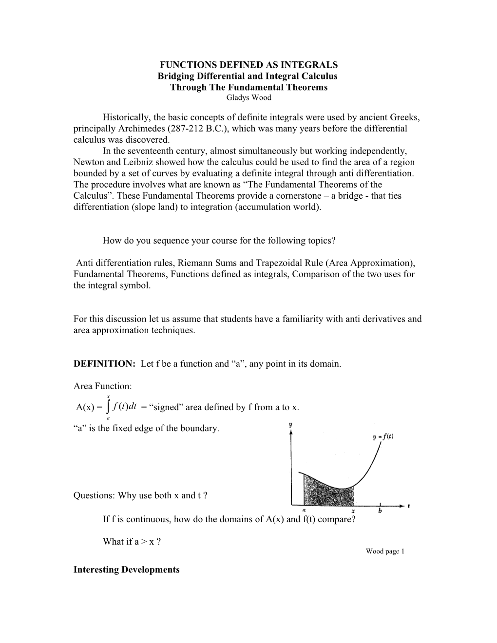 Functions Defined As Integrals