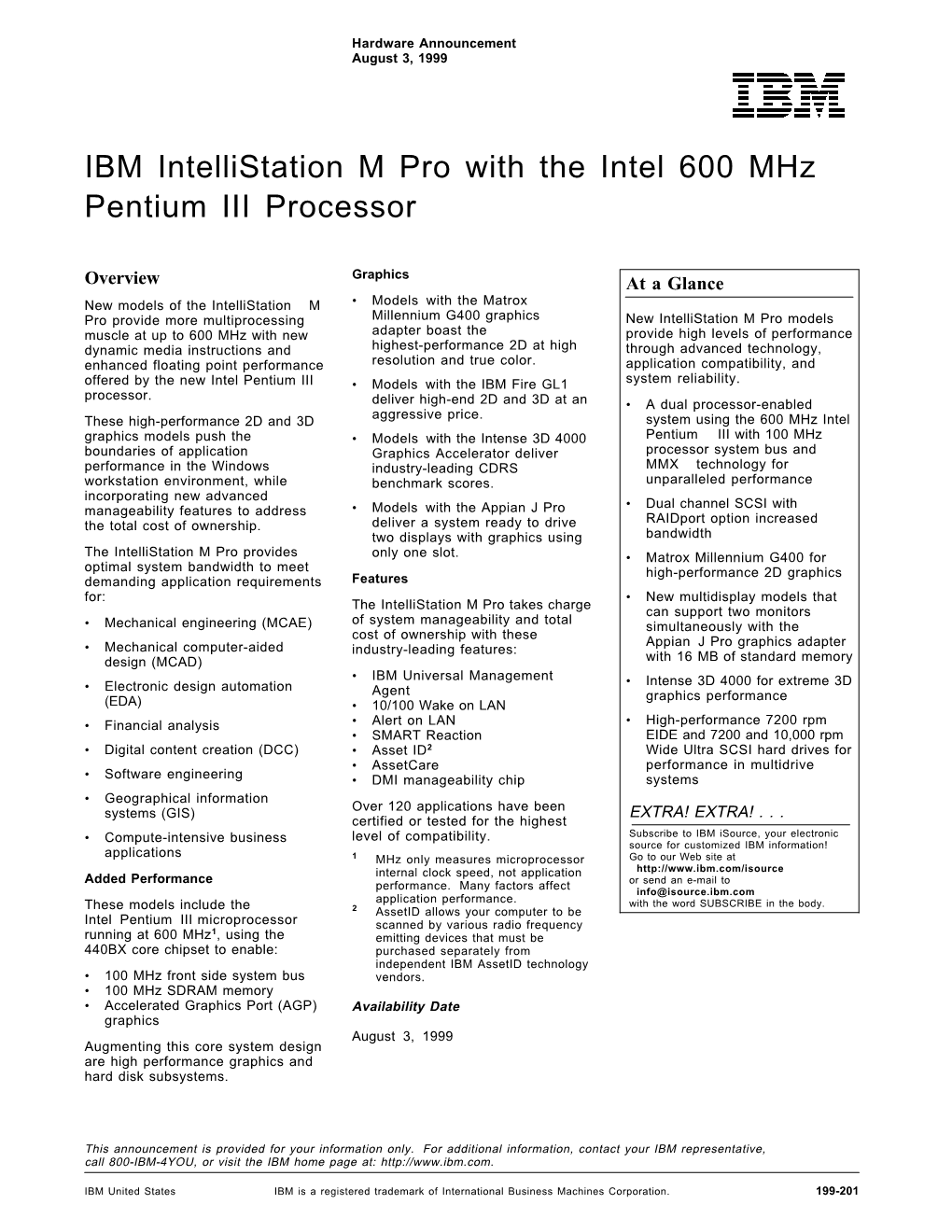 IBM Intellistation M Pro with the Intel 600 Mhz Pentium III Processor