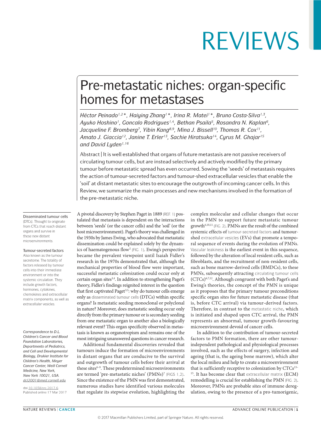 Pre-Metastatic Niches: Organ-Specific Homes for Metastases