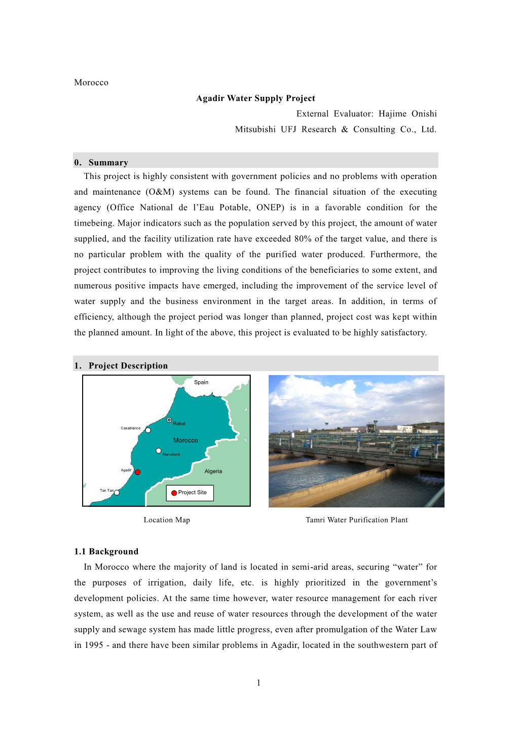 1 Morocco Agadir Water Supply Project External Evaluator