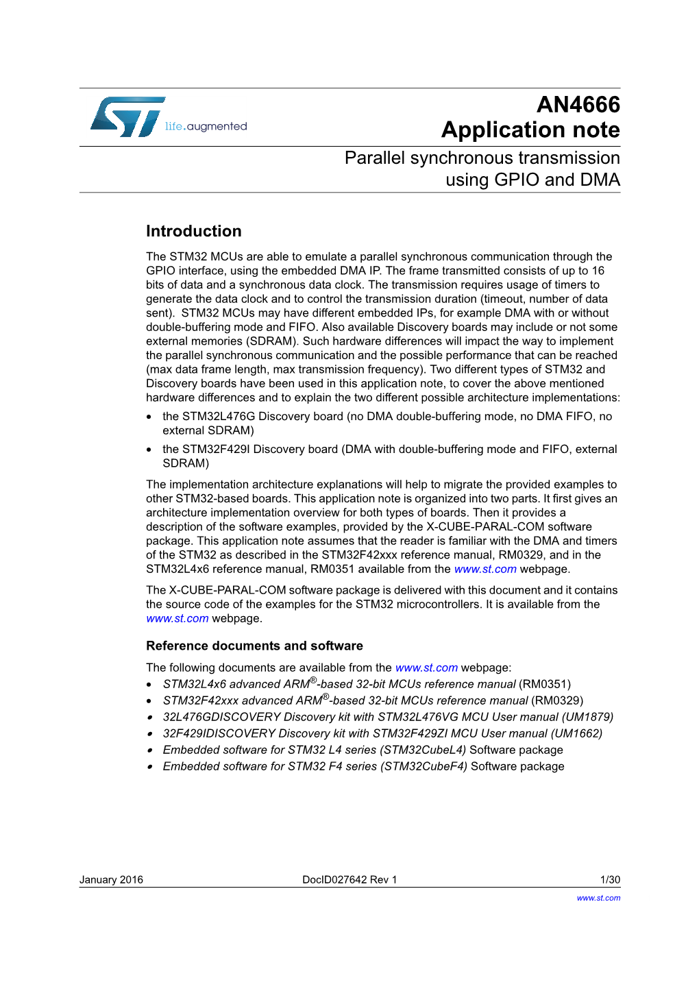 Parallel Synchronous Transmission Using GPIO and DMA