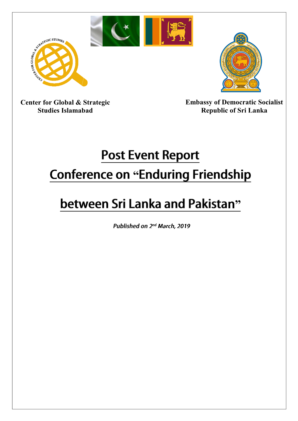 Enduring Friendship Between Sri Lanka and Pakistan.”