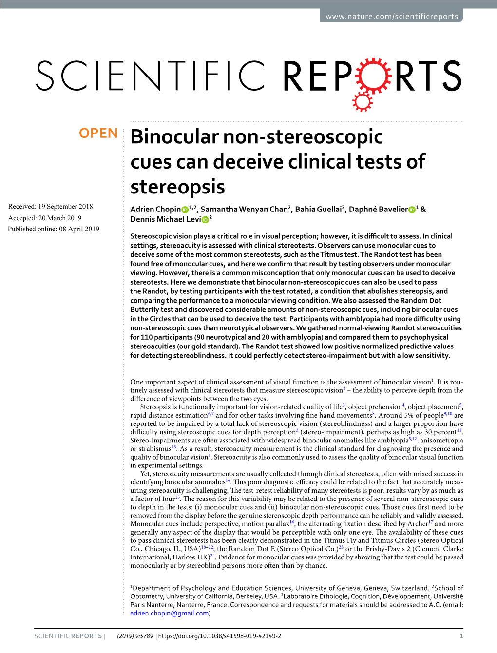Binocular Non-Stereoscopic Cues Can Deceive Clinical Tests of Stereopsis
