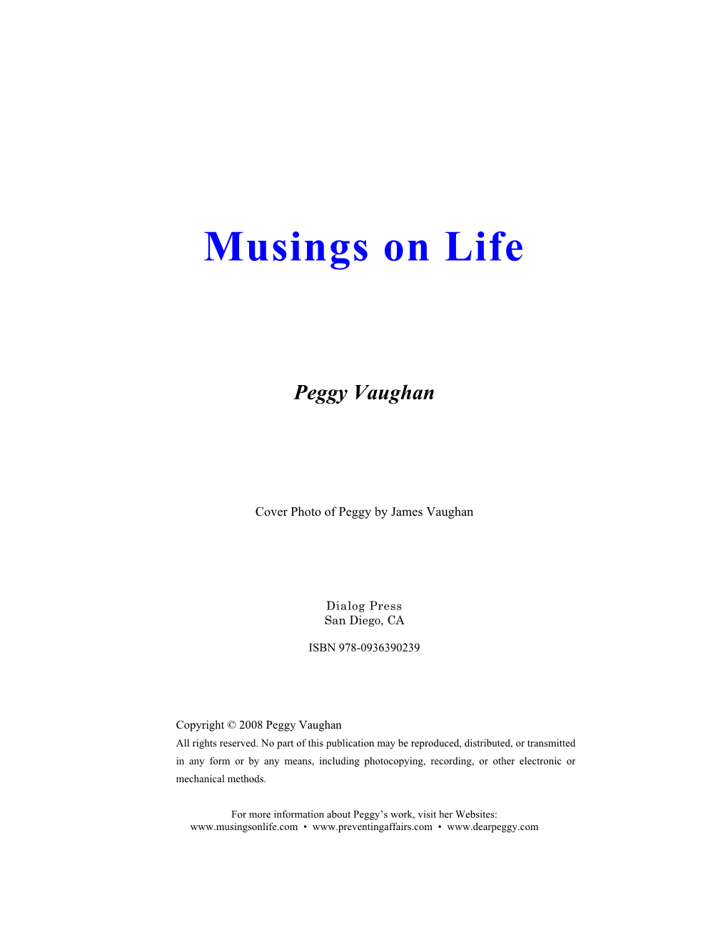 Free PDF of Musings on Life