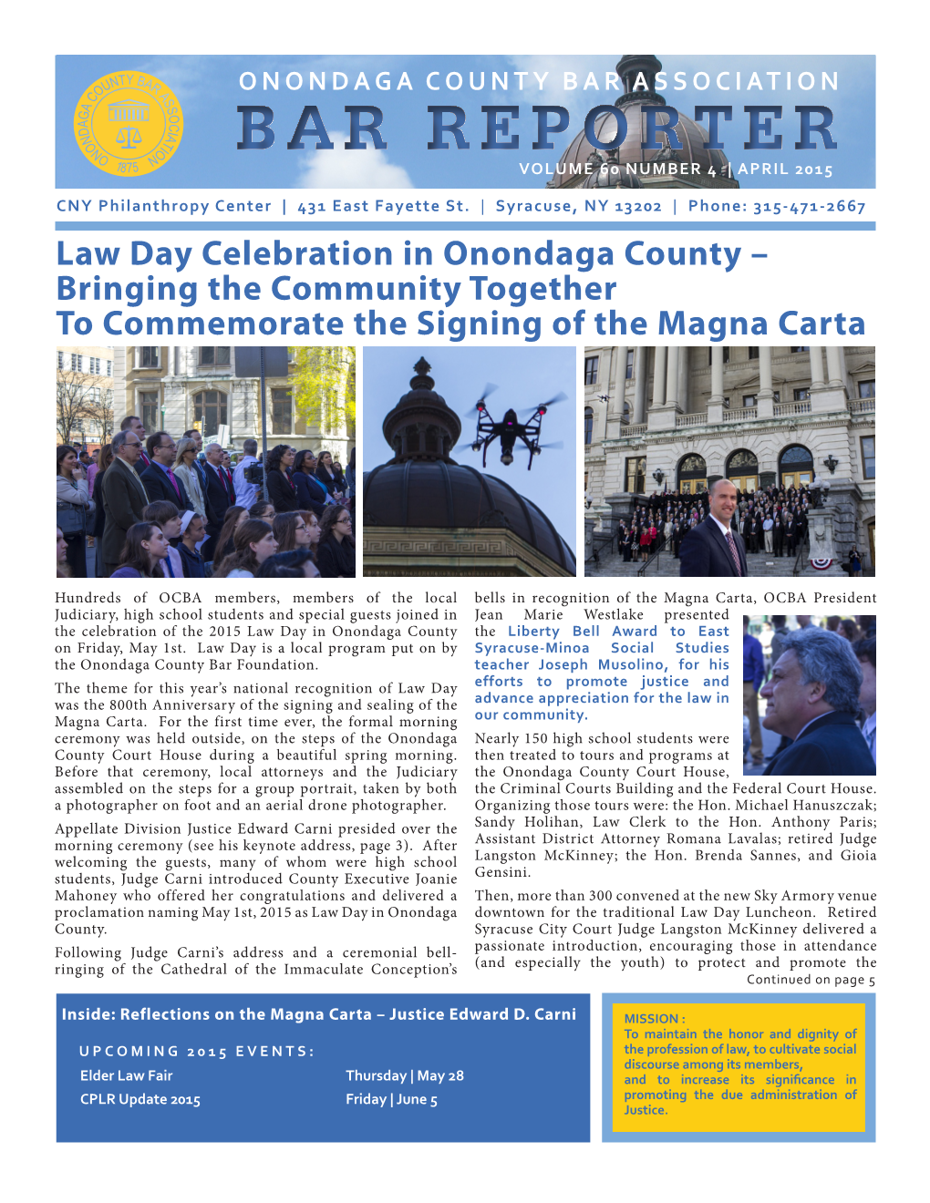 Law Day Celebration in Onondaga County – Bringing the Community Together to Commemorate the Signing of the Magna Carta