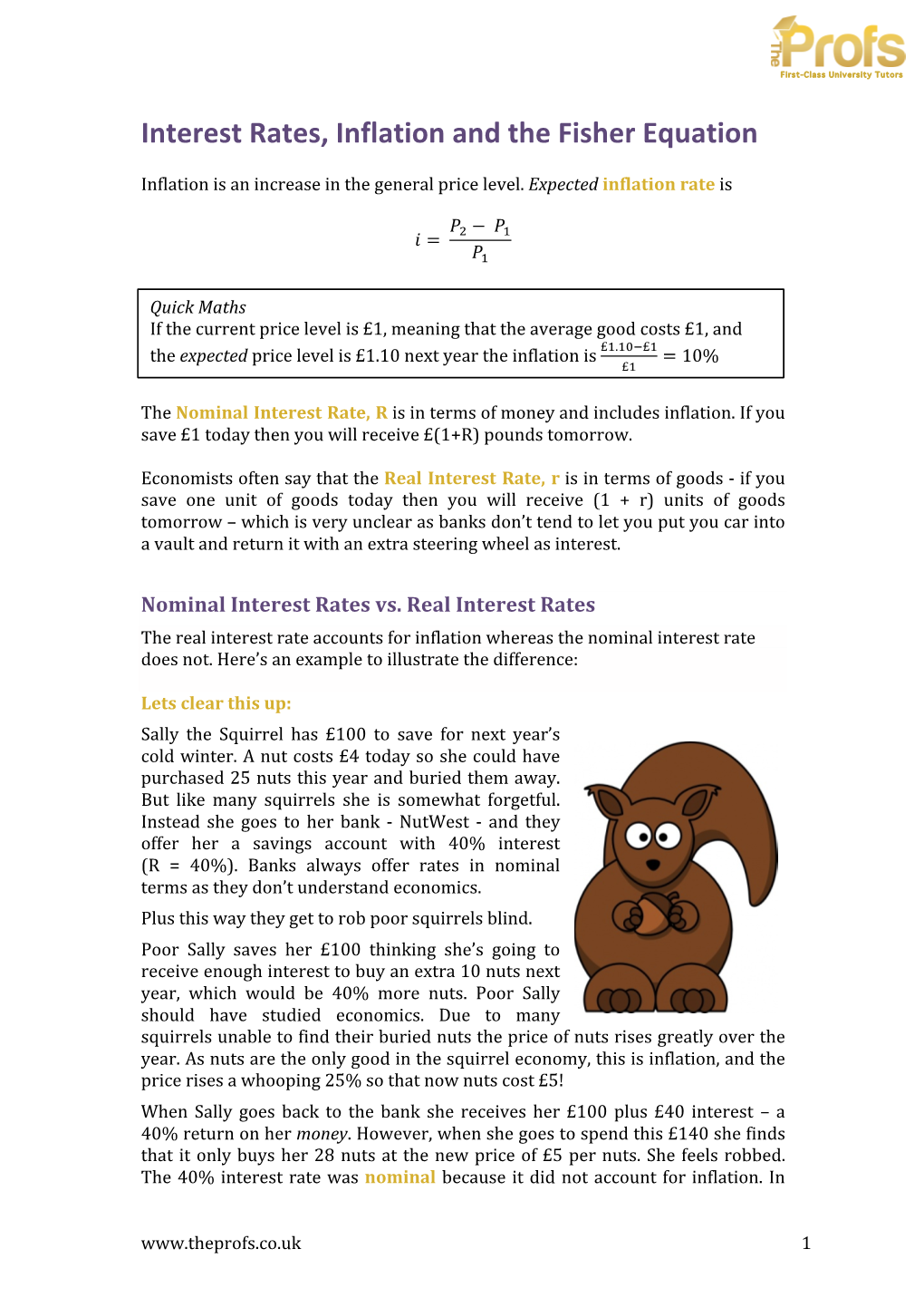 Interest Rates, Inflation and the Fisher Equation