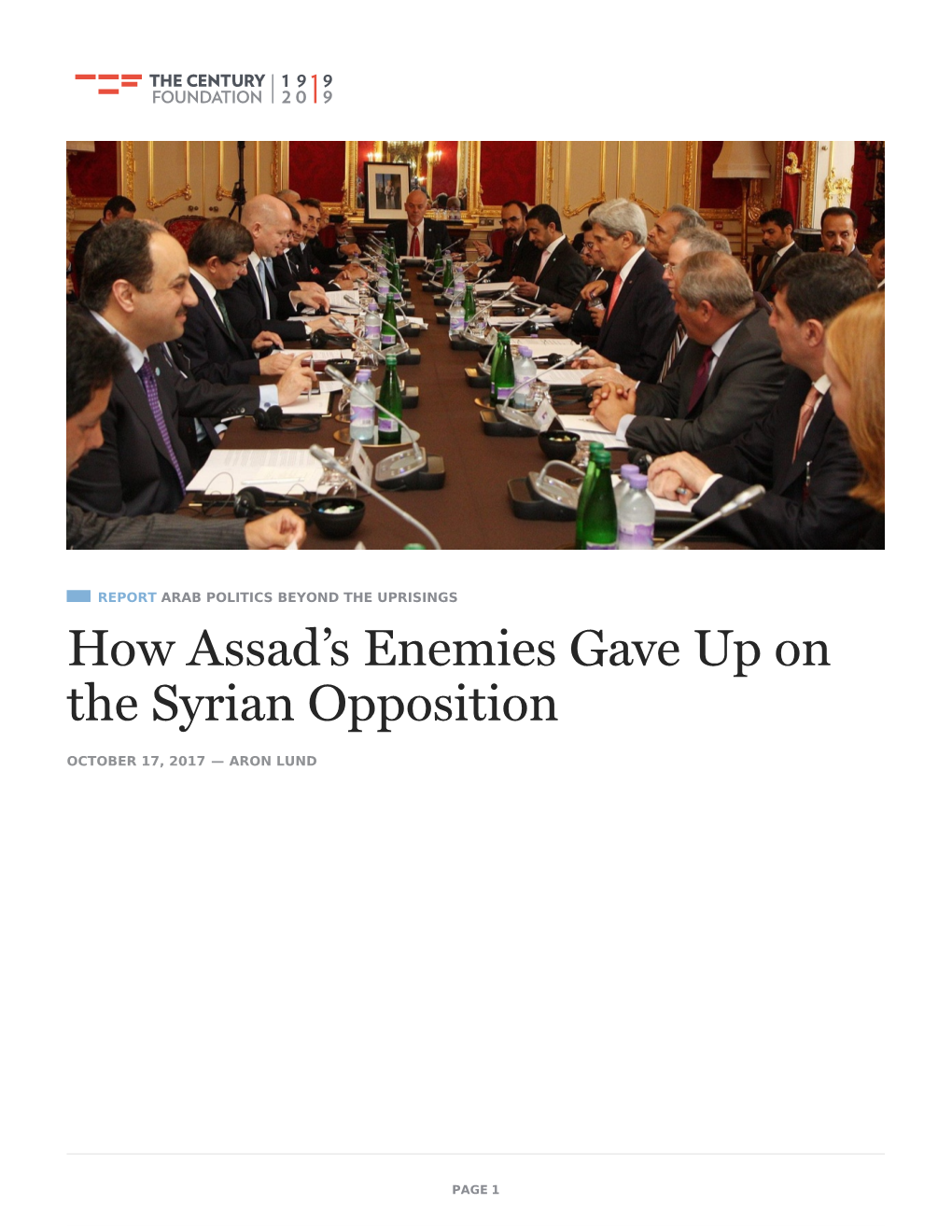 How Assad's Enemies Gave up on the Syrian Opposition
