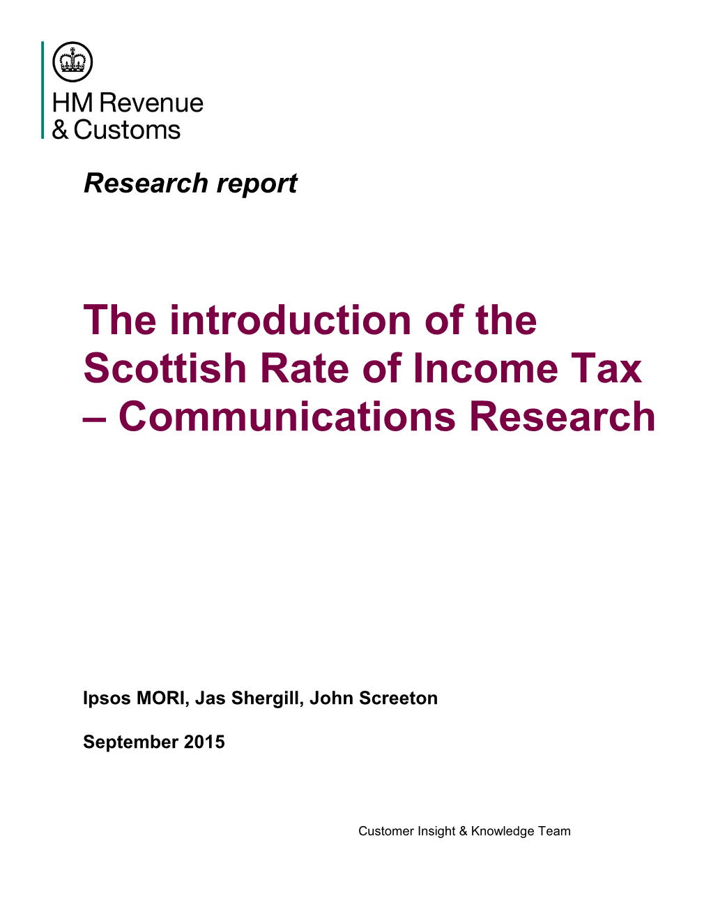 The Introduction of the Scottish Rate of Income Tax – Communications Research