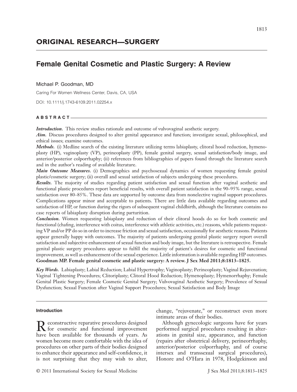 Female Genital Cosmetic and Plastic Surgery: a Reviewjsm 2254 1813..1825