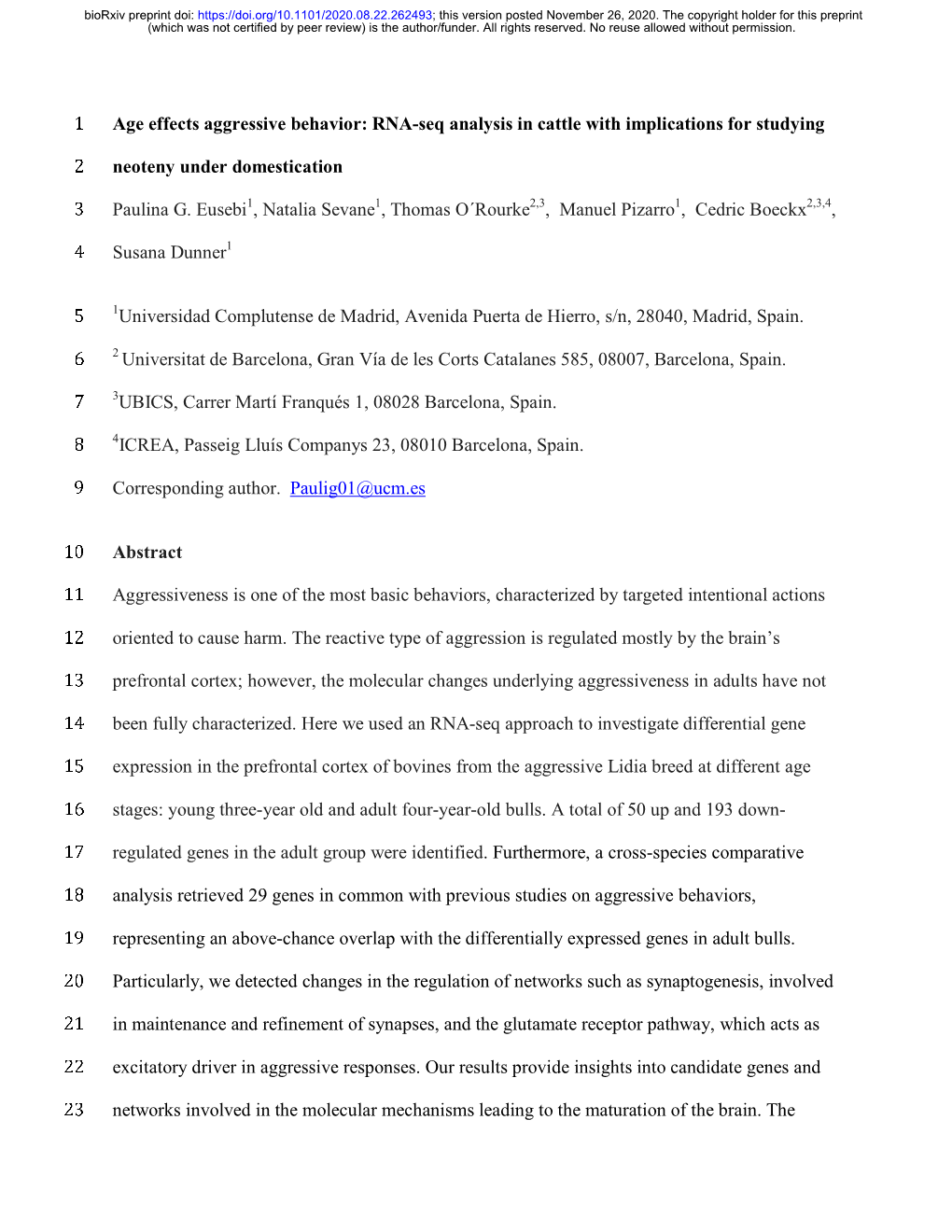 RNA-Seq Analysis in Cattle with Implications for Studying Neoteny Under Domestication