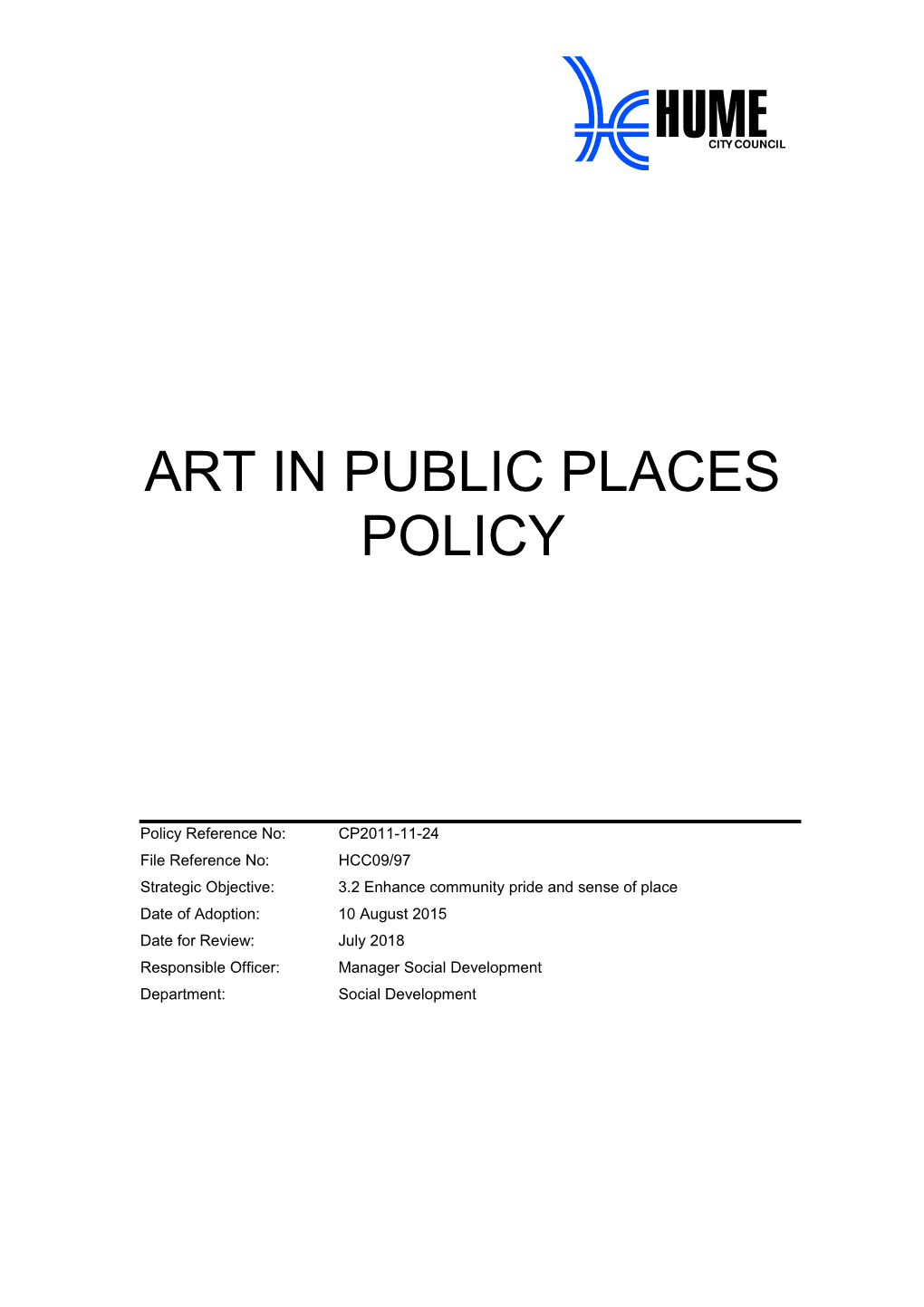 Art in Public Places Policy