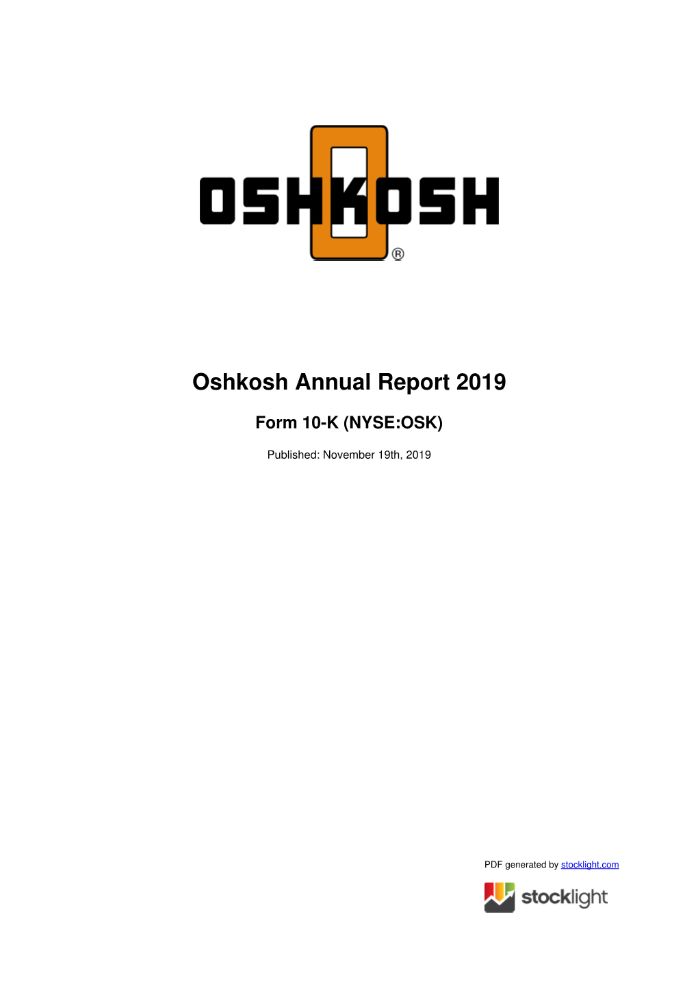 Oshkosh Annual Report 2019